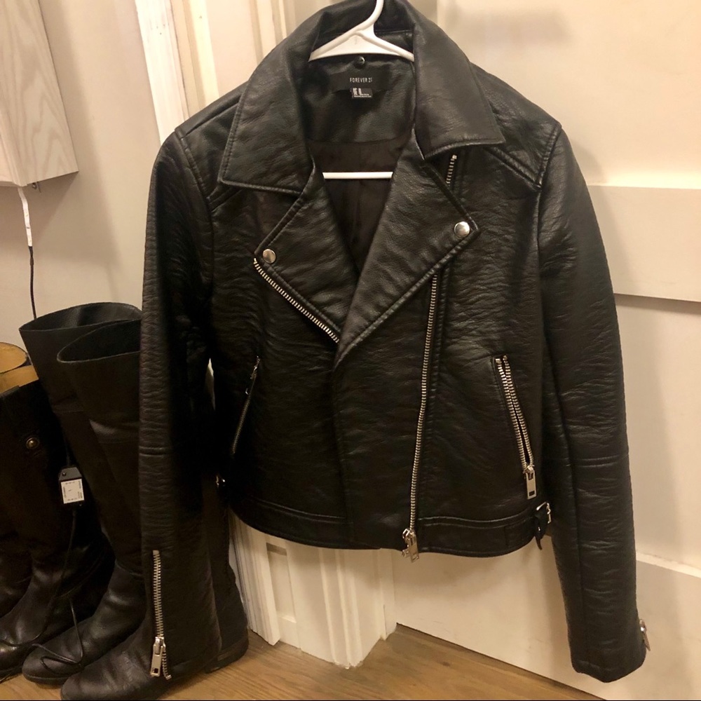 Faux Black Leather Jacket